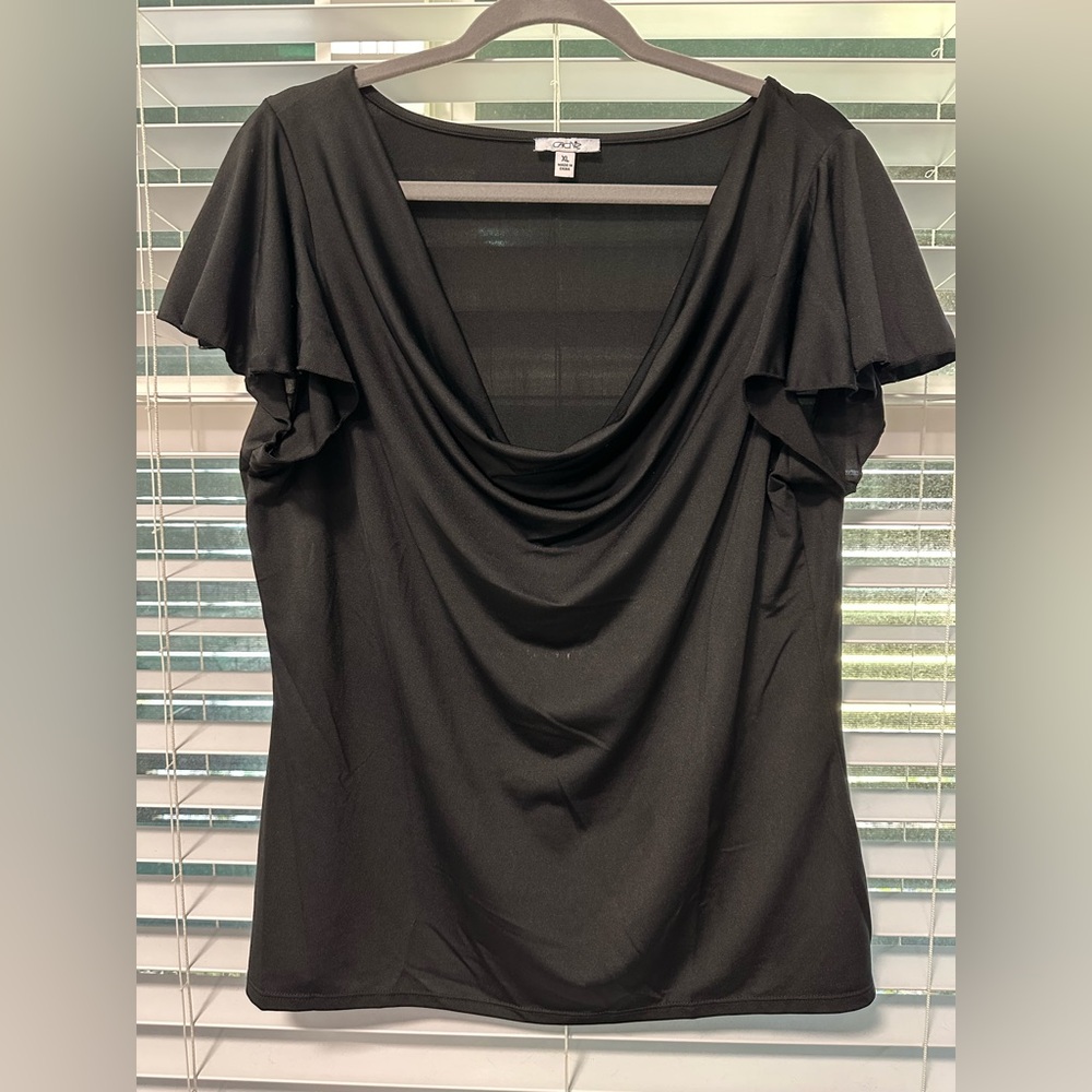 Cache Elegant Black Drape Blouse